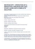 MICROSCOPY &bull; OPERATION OF A BRIGHTFIELD MICROSCOPE 2022 STUDY GUIDE WITH COMPLETE SOLUTION