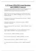 C-27 Exam UPDATED Actual Questions  and CORRECT Answers