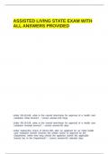 ASSISTED LIVING STATE EXAM WITH ALL ANSWERS PROVIDED&period;
