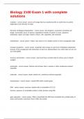 Biology 2100 Exam 1 with complete solutions