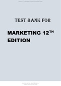 TEST BANK FOR MARKETING 12TH EDITION 2024 LATEST REVISED UPDATE 