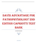 TEST BANK FOR DAVIS ADVANTAGE FOR PATHOPHYSIOLOGY 2ND EDITION BY CAPRIOTTI &vert; LATEST UPDATE 