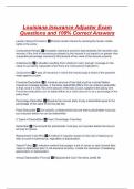 Louisiana Insurance Adjuster Exam Questions and 100&percnt; Correct Answers