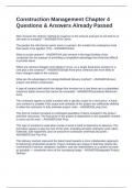 Construction Management Chapter 4 Questions & Answers Already Passed