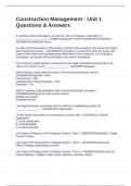 Construction Management - Unit 1 Questions & Answers