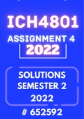 ICH4801 Assignment 4 (SOLUTIONS) Semester 2 Year 2022 (Code: 652592)