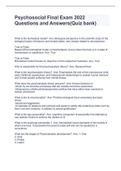 Psychosocial Final Exam 2022 Questions and Answers&lpar;Quiz bank&rpar;