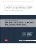 Test Bank for Business Law, 17th Edition