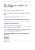 DHY 101 final exam questions and answers 2022