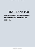 TEST BANK FOR MANAGEMENT INFORMATION SYSYTEMS 9TH EDITION BY BIDGOLI&period;pdf