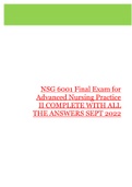NSG 6001 Final Exam for Advanced Nursing Practice II COMPLETE WITH ALL THE ANSWERS SEPT 2022