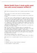 Mental Health Exam 2 study guide questions with correct answers verified A&plus;