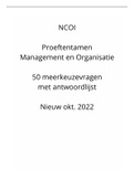 NCOI oefententamen Management en Organisatie 2022 - 50 meerkeuze vragen met antwoordmodel