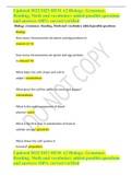 Updated 2022&sol;2023 HESI A2 Biology&comma; Grammar&comma; Reading&comma; Math and vocabulary added possible questions and answers 100&percnt; correct&sol;verified 