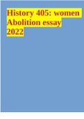 History 405: women Abolition essay 2022