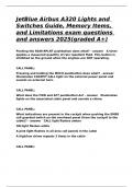 JetBlue Airbus A320 Lights and Switches Guide&comma; Memory Items&comma; and Limitations exam questions and answers