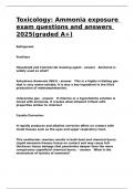 Toxicology Ammonia exposure exam questions and answers 2025&lpar;graded A&plus;&rpar;&period;