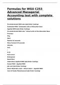 Formulas for WGU C253 Advanced Managerial Accounting test with complete solutions&period;