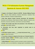 WGU C724 Information Systems Management Exam Questions and Answers 2022 &vert; 100&percnt; Verified Answers