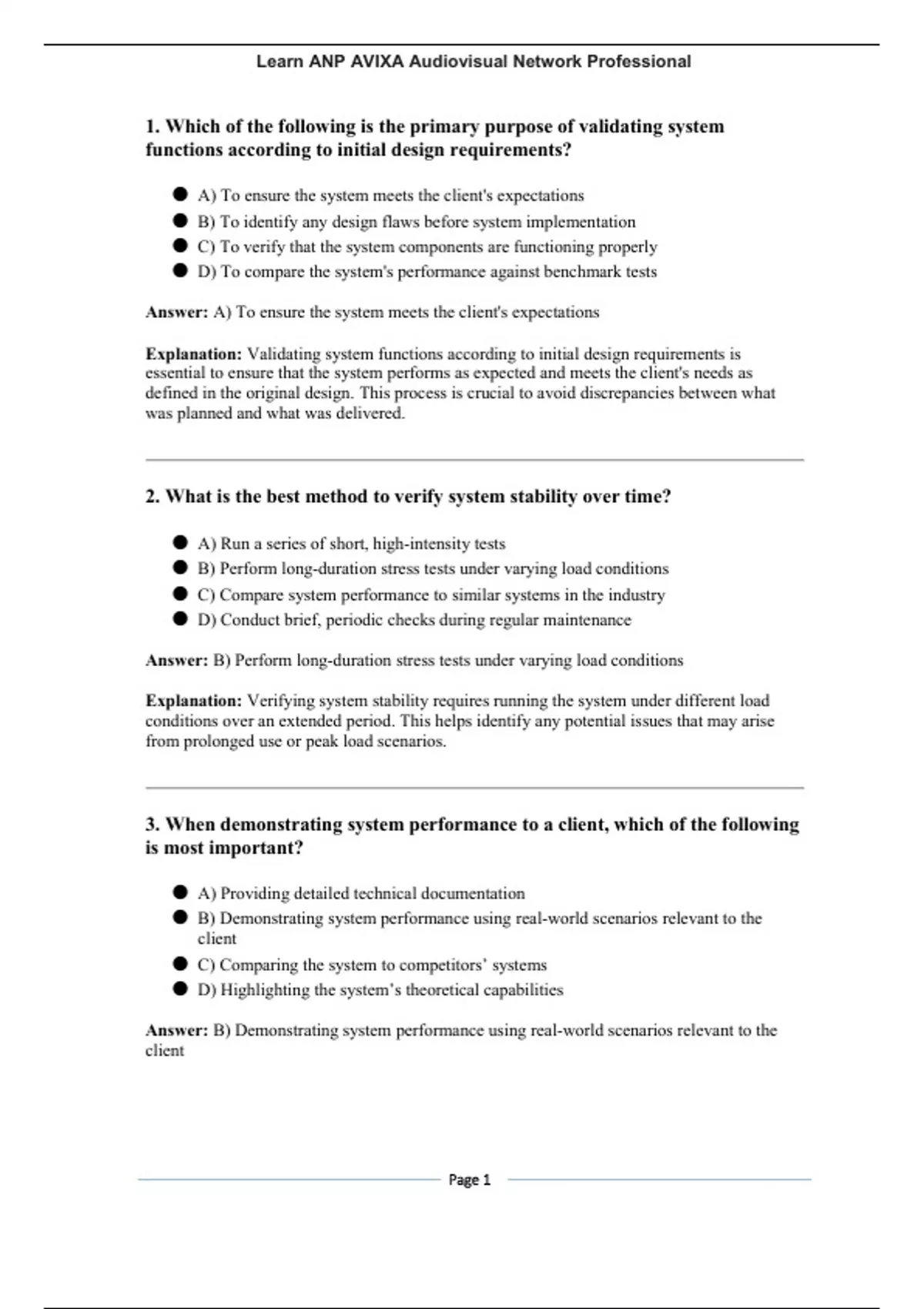 ANP AVIXA Audiovisual Network Professional Practice Exam - Computers ...