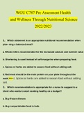 WGU C787 pre Assessment Health and Wellness Through Nutritional Science Questions and Answers (2022/2023) (Verified Answers by Expert)