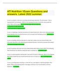 ATI Nutrition 1Exam Questions and answers&period; Latest 2022 summer
