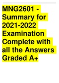 MNG2601 - Summary for 2021-2022 Examination Complete with all the Answers Graded A+  