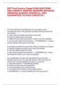 EMT Final Practice Fisdap EXAM QUESTIONS AND CORRECT VERIFIED ANSWERS &lpar;DETAILED ANSWERS&rpar; ALREADY GRADED A&plus; 100&percnt; GUARANTEED TO PASS CONCEPTS&excl;&excl;