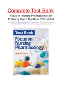 Focus on Nursing Pharmacology 8th Edition by Karch Test Bank PDF printed