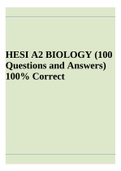HESI A2 BIOLOGY (100 Questions and Answers) 100% Correct