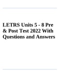 LETRS Units 5 - 8 Pre And Post Test 2022 With Questions and Answers