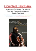 Anatomy & Physiology The Unity of Form and Function 9th Edition by Saladin Test Bank