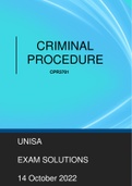 2022 OCTOBER EXAM SOLUTIONS - CRIMINAL PROCEDURE (CPR3701)