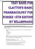 TEST BANK FOR CLAYTON’S BASIC PHARMACOLOGY FOR NURSES 18TH EDITION BY WILLIHNGANZ 