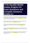 FTCE NavaED Middle Grades English 5-9 Exam Questions and Complete Solutions Graded A&plus;&period;