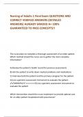Nursing of Adults 1 Final Exam QUESTIONS AND CORRECT VERIFIED ANSWERS