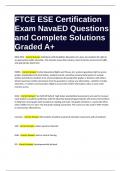 FTCE ESE Certification Exam NavaED Questions and Complete Solutions Graded A&plus;