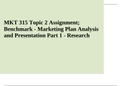 MKT 315 Topic 2 Assignment; Benchmark - Marketing Plan Analysis and Presentation Part 1 - Research