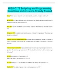 WGU C173 Scripting and Programming Questions and Answers Already Passed