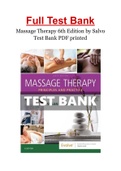 Massage Therapy 6th Edition by Salvo Test Bank PDF printed