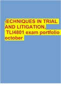 TLI4801 Assignment 1 (ANSWERS) Semester 2 2023 (847464) - GUARANTEED DISTINCTION good grades.  2 Exam (elaborations) TECHNIQUES IN TRIAL AND LITIGATION, TLI4801 exam portfolio october  3 Exam (elaborations) University of South Africa TLI4801 STUDY GUIDE 2