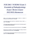 NUR 2063 &sol; NUR2063 Exam 1&colon; Essentials of Pathophysiology Exam 1 Review  Professor shaun walker&lpar;Latest 2022&sol;2023&rpar; Rasmussen &lpar; A&plus; GRADED 100&percnt; VERIFIED&rpar;