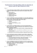 Fundamentals of Nursing Edition (10.0) Ati, Questions & Answers 2022 GUARANTEED SUCCESS 