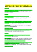 MODULE 8- ALTERATIONS OF NEUROLOGIC FUNCTION QUESTIONS AND ANSWERS 2022