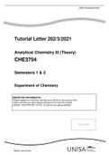CHE3704 ANALYTICAL CHEMISTRY 2021 TUTORIAL LETTER 202
