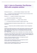 Unit 1&colon; Intro to Chemistry Test Review 2022 with complete solution