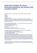 Potter-Perry Chapter 46 Urinary Elimination-Questions and Answers with complete solution