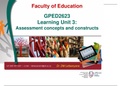 GPED2623 UNIT 3 Assessment concepts and constructs 
