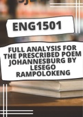 ENG1501 Full analysis for the prescribed poem Johannesburg by Lesego Rampolokeng