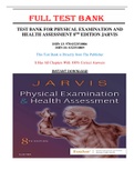 Test Bank for Physical Examination and Health Assessment 8th Edition Jarvis